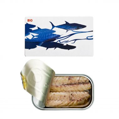 Pittige makreel in extra vierge biologische olijfolie